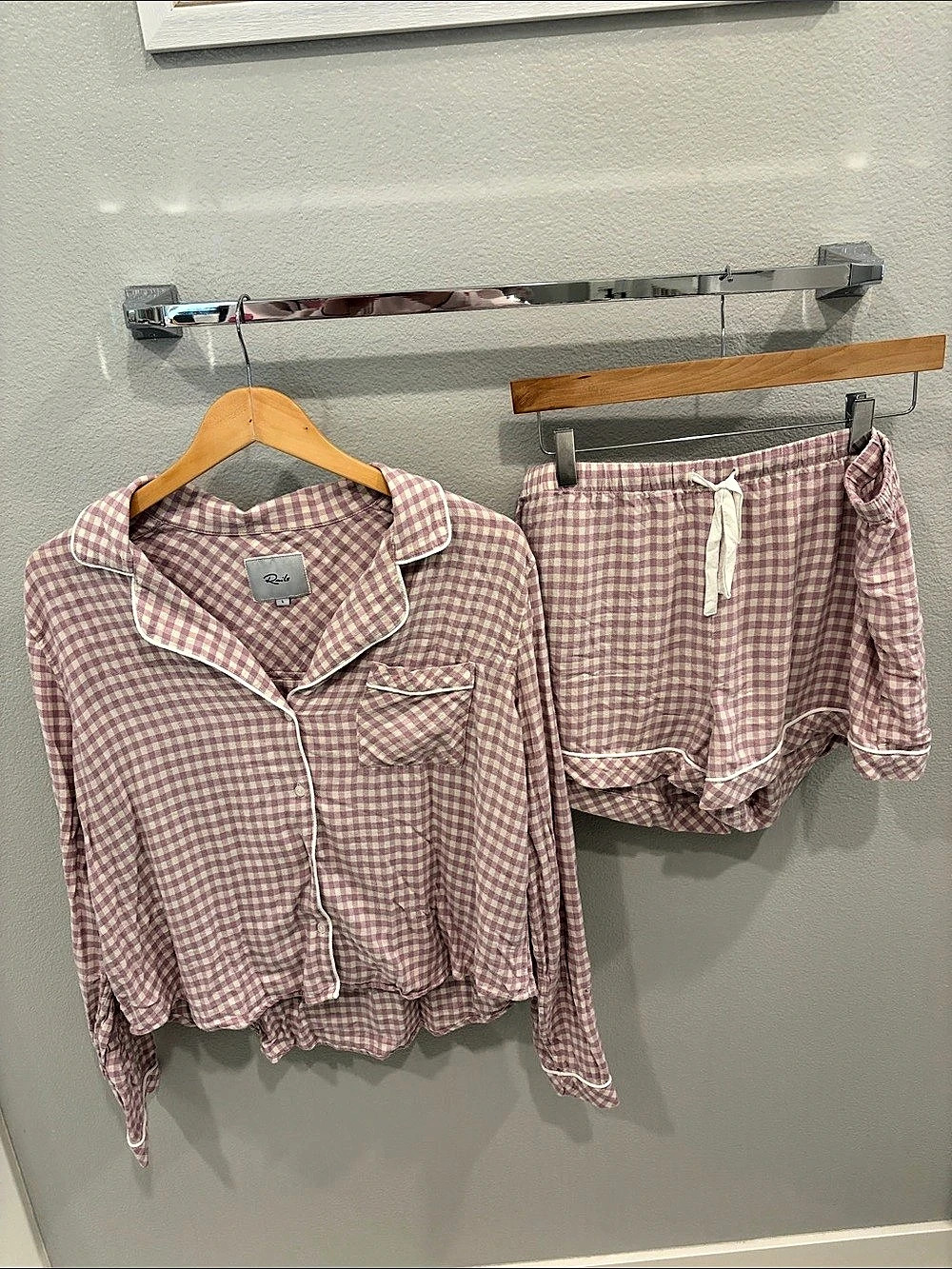 Rails Purple Gingham Pajama Set Purple & White Size Large